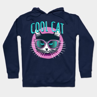 Cool Cat || Vector Art Grumpy Kitten With Glasses Hoodie